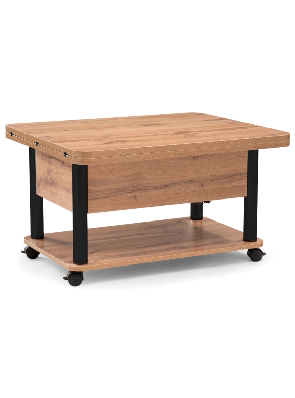 Стол-трансформер Виват 86(172)х72х50(74) дуб вотан / черный