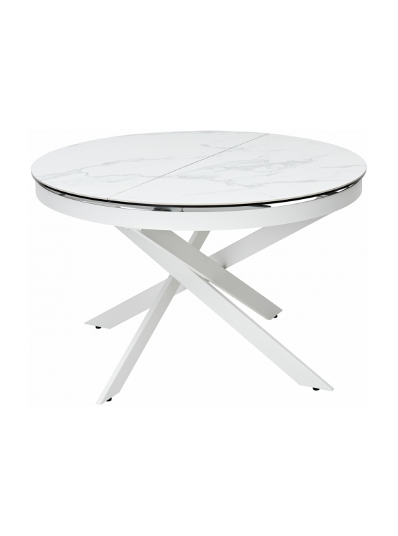 Стол Trento 120 high gloss statuario белый мрамор глянцевый / керамика / белый