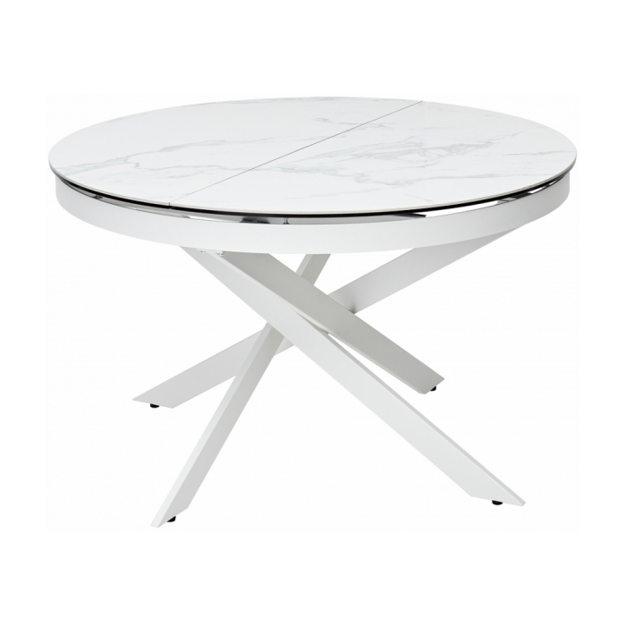 Стол Trento 120 high gloss statuario белый мрамор глянцевый / керамика / белый