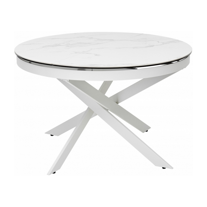 Стол Trento 120 high gloss statuario белый мрамор глянцевый / керамика / белый