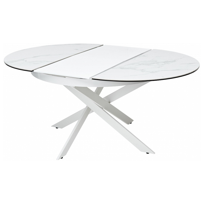 Стол Trento 120 high gloss statuario белый мрамор глянцевый / керамика / белый