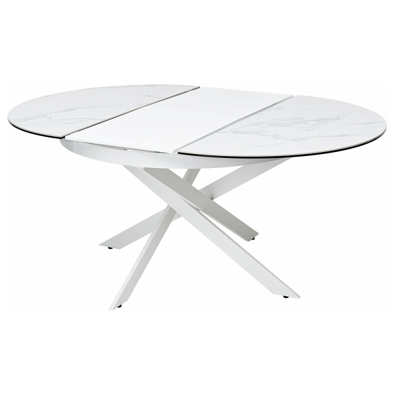 Стол Trento 120 high gloss statuario белый мрамор глянцевый / керамика / белый