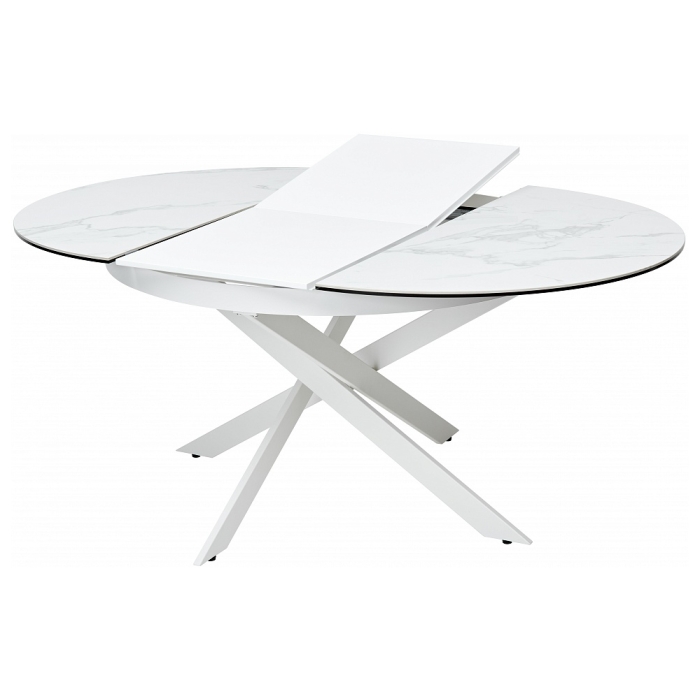 Стол Trento 120 high gloss statuario белый мрамор глянцевый / керамика / белый