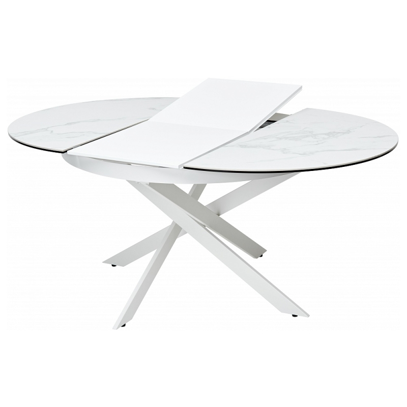 Стол Trento 120 high gloss statuario белый мрамор глянцевый / керамика / белый