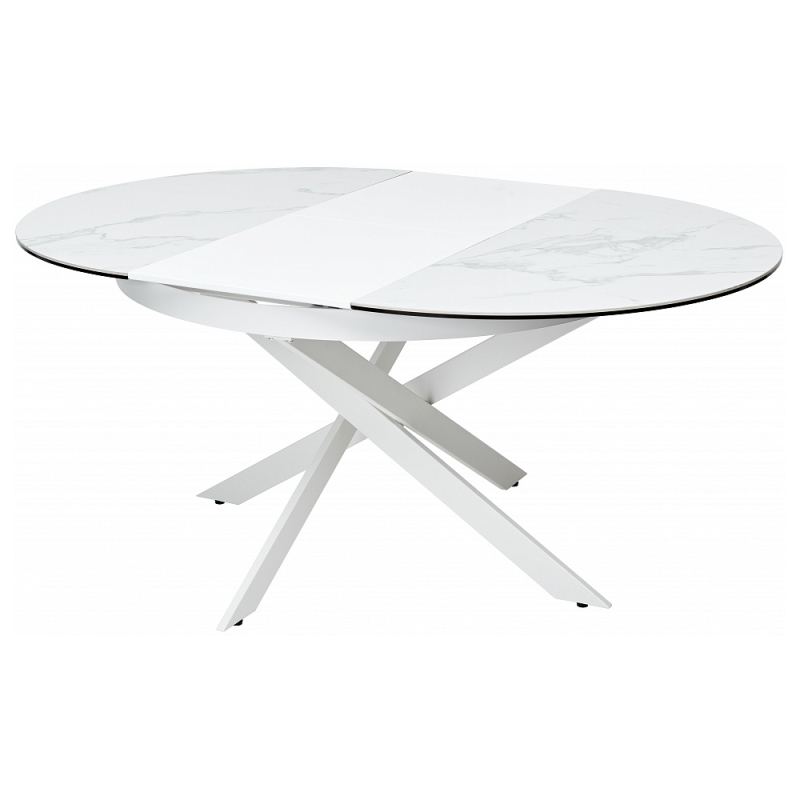 Стол Trento 120 high gloss statuario белый мрамор глянцевый / керамика / белый