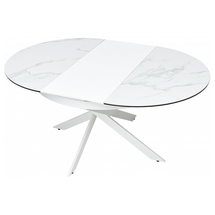 Стол Trento 120 high gloss statuario белый мрамор глянцевый / керамика / белый