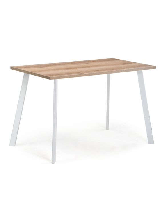 Стол Тринити Лофт 140х80х75  25 мм дуб делано светлый / белый матовый