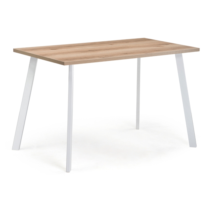 Стол Тринити Лофт 140х80х75  25 мм дуб делано светлый / белый матовый