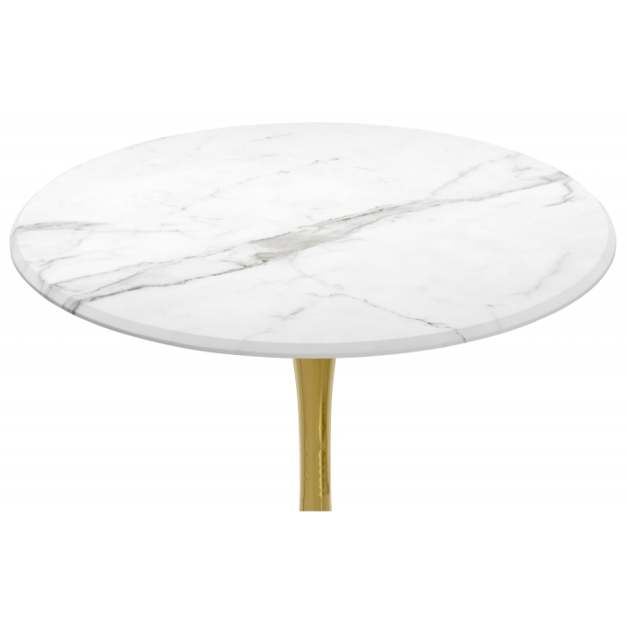 Стол Тулип 90х73 белый мрамор / золото