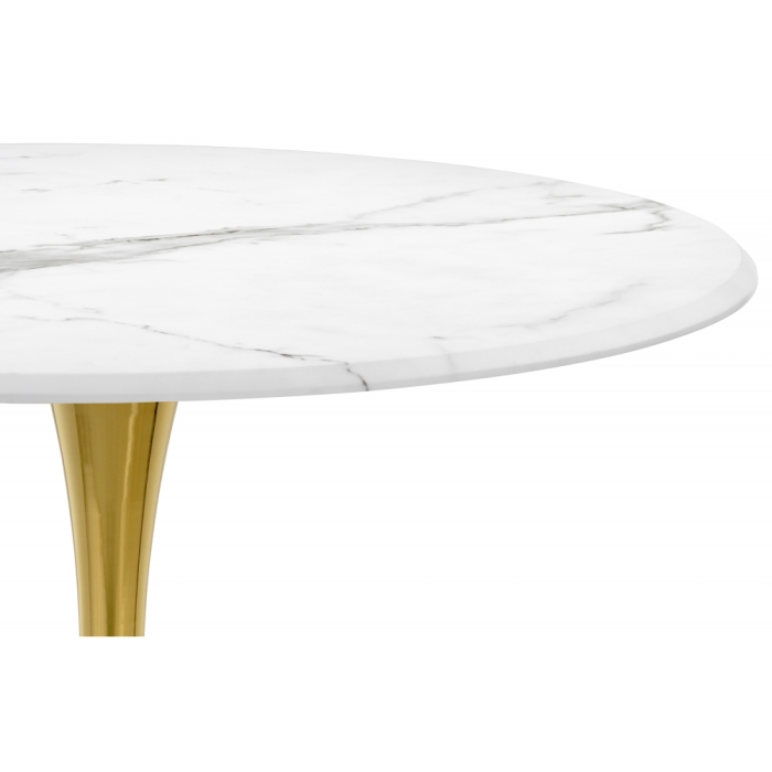 Стол Тулип 90х73 белый мрамор / золото
