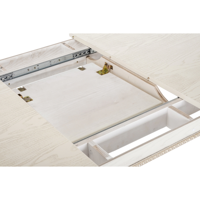 Деревянный стол Aviano 160(205)х100х76 молочный с патиной