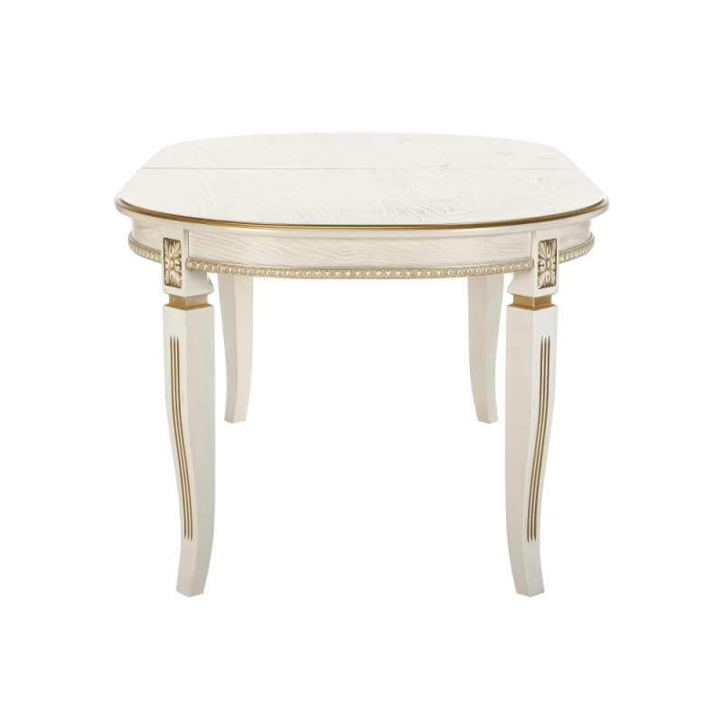 Деревянный стол Aviano 160(205)х100х76 молочный с патиной