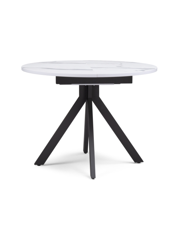 Деревянный стол Бетина 100(130)х100х75 мрамор белый / черный