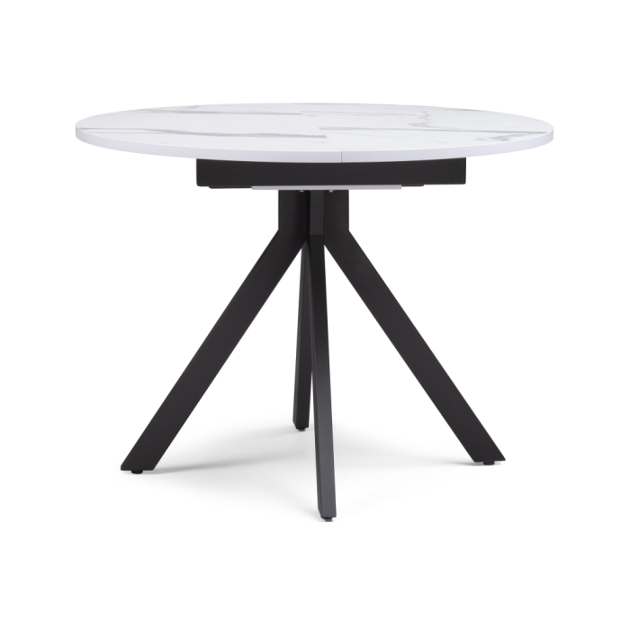 Деревянный стол Бетина 100(130)х100х75 мрамор белый / черный