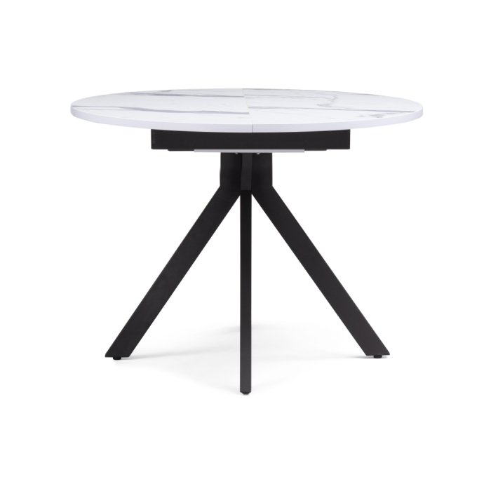 Деревянный стол Бетина 100(130)х100х75 мрамор белый / черный