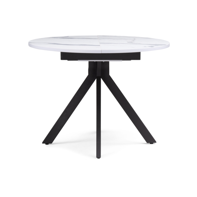 Деревянный стол Бетина 100(130)х100х75 мрамор белый / черный