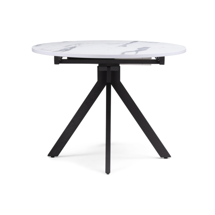 Деревянный стол Бетина 100(130)х100х75 мрамор белый / черный