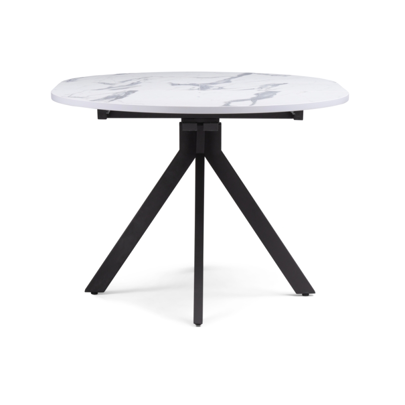 Деревянный стол Бетина 100(130)х100х75 мрамор белый / черный