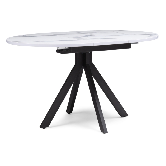 Деревянный стол Бетина 100(130)х100х75 мрамор белый / черный