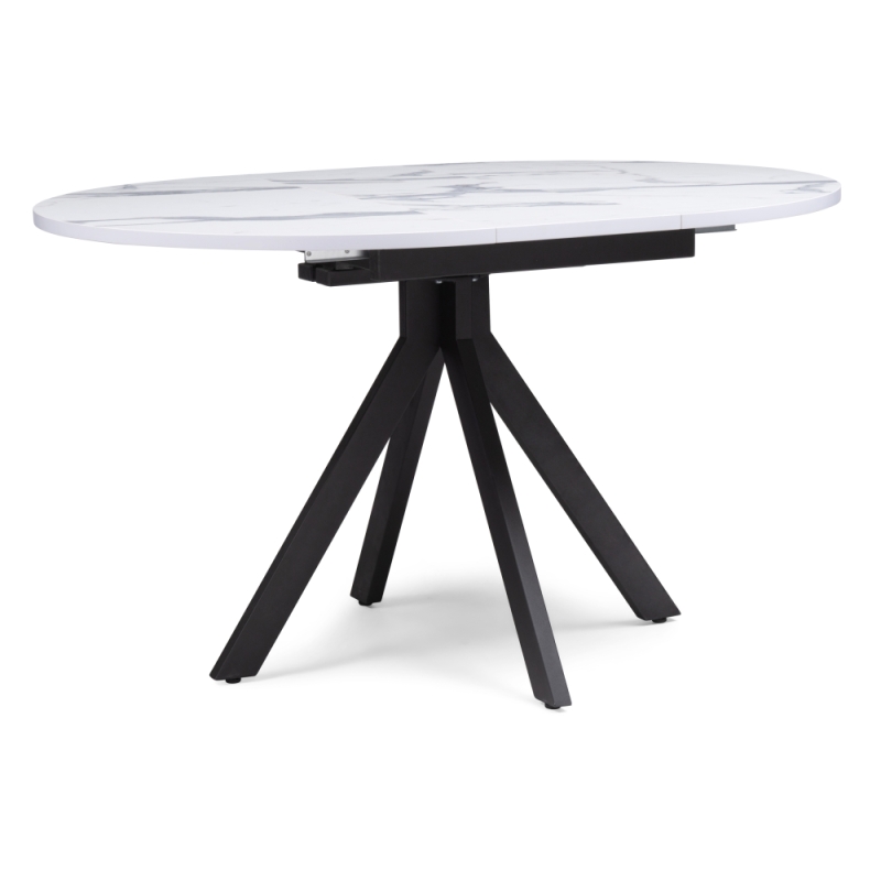 Деревянный стол Бетина 100(130)х100х75 мрамор белый / черный