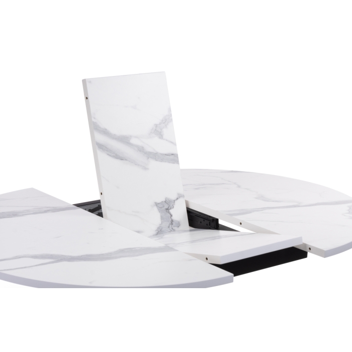 Деревянный стол Бетина 100(130)х100х75 мрамор белый / черный