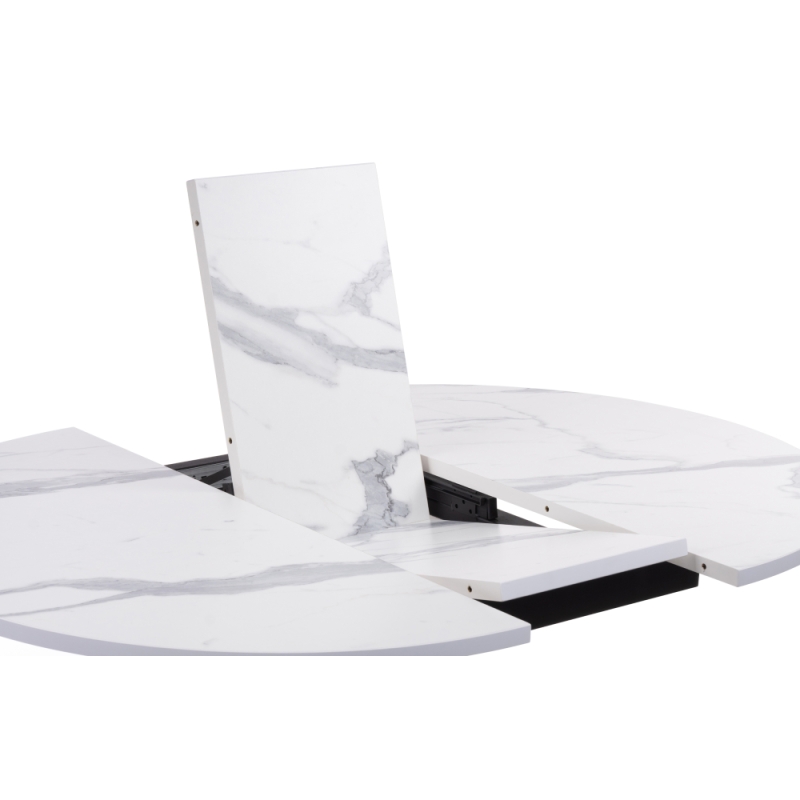 Деревянный стол Бетина 100(130)х100х75 мрамор белый / черный