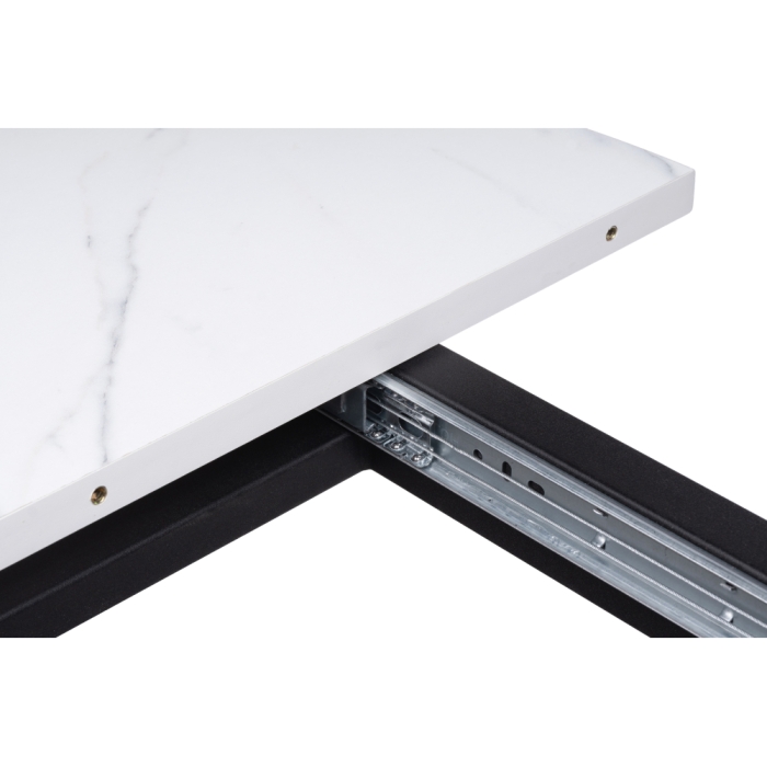 Деревянный стол Бетина 100(130)х100х75 мрамор белый / черный