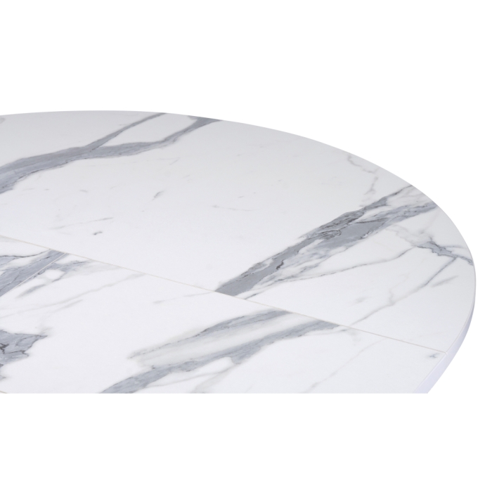 Деревянный стол Бетина 100(130)х100х75 мрамор белый / черный