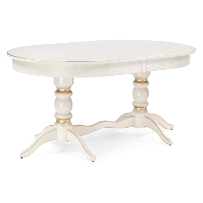 Деревянный стол Дейвер 160(220)х100х76 слоновая кость / золото 