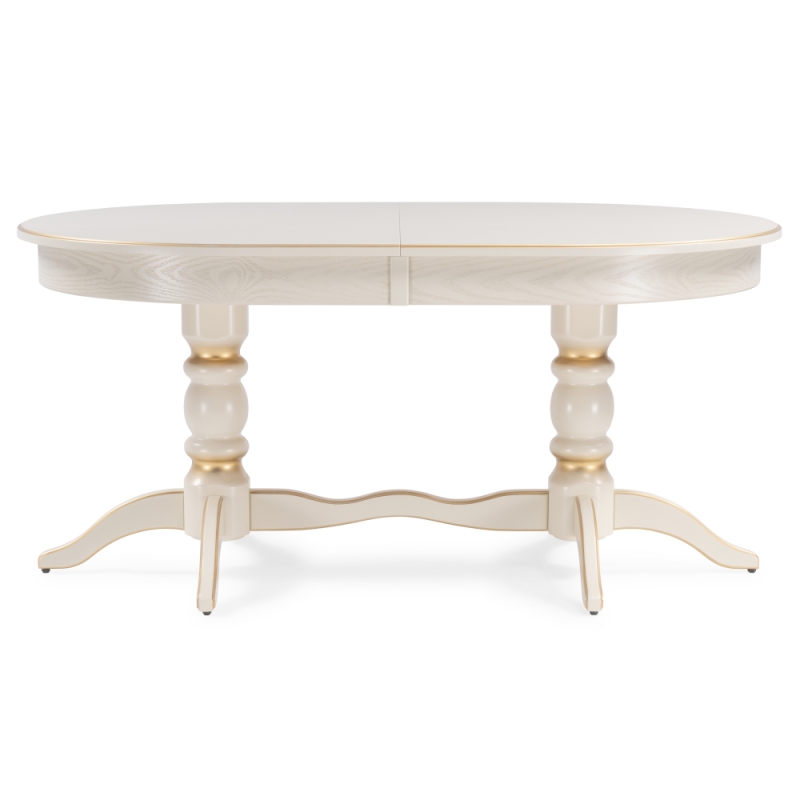 Деревянный стол Дейвер 160(220)х100х76 слоновая кость / золото 