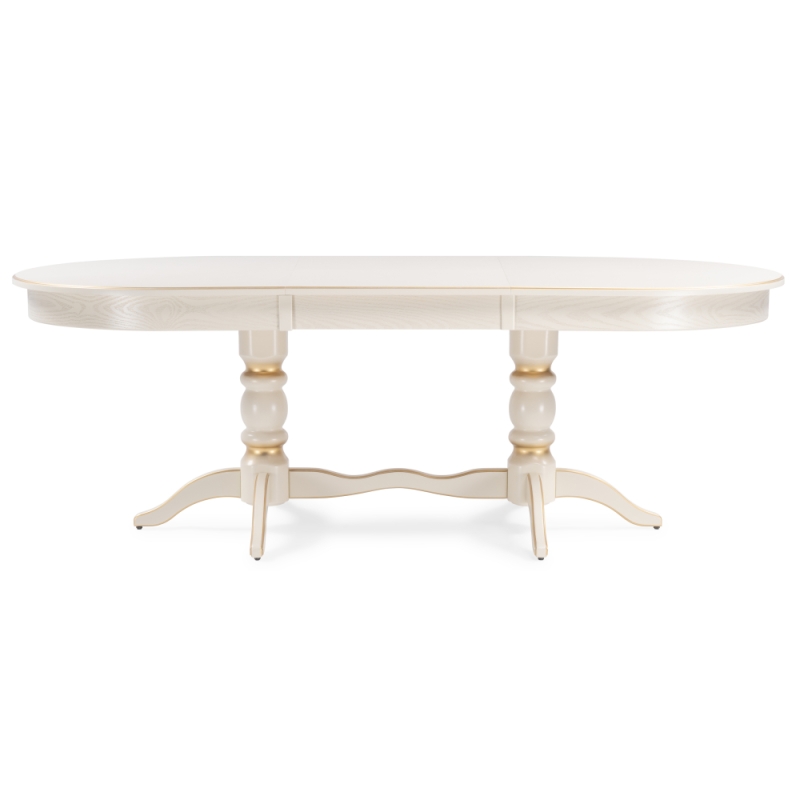 Деревянный стол Дейвер 160(220)х100х76 слоновая кость / золото 