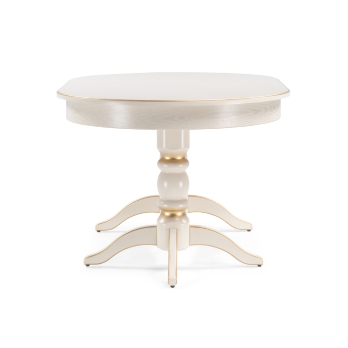 Деревянный стол Дейвер 160(220)х100х76 слоновая кость / золото 