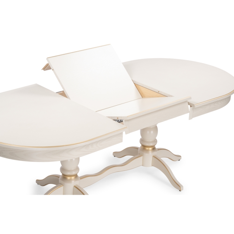 Деревянный стол Дейвер 160(220)х100х76 слоновая кость / золото 