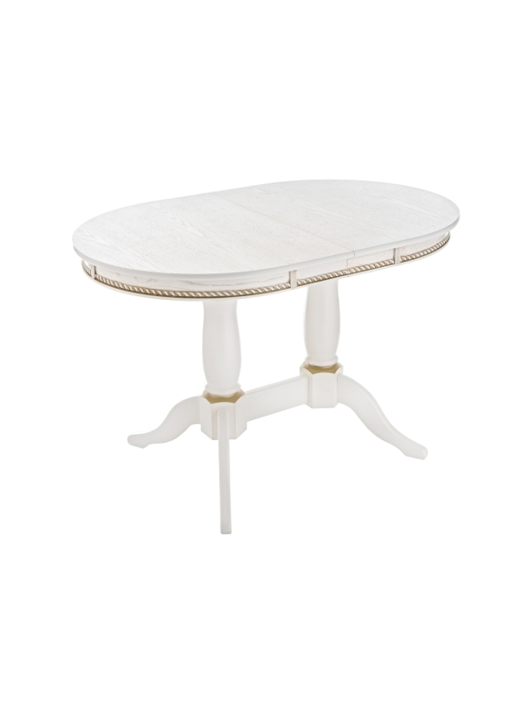 Деревянный стол Кантри 120 молочный с золотой патиной