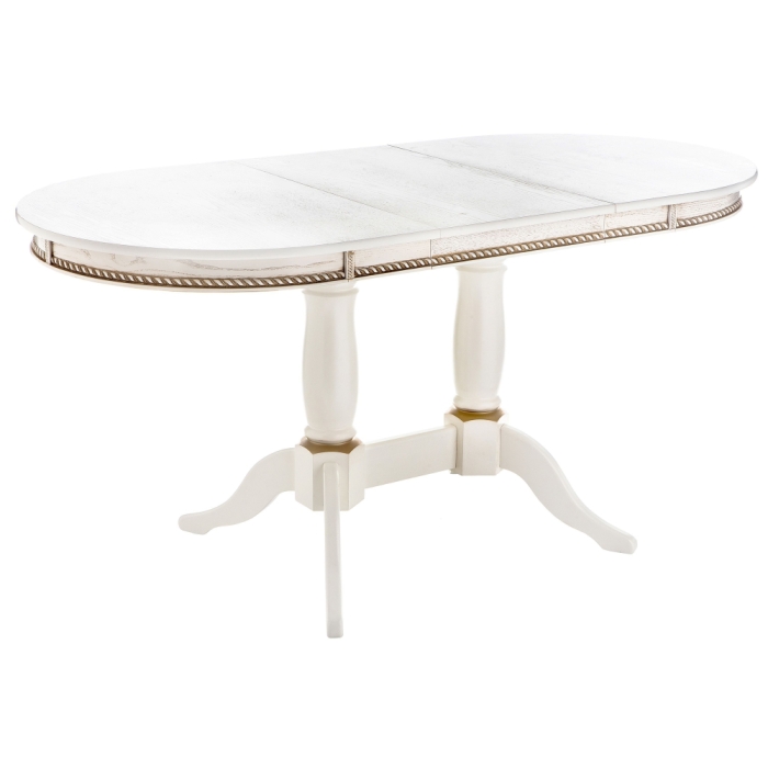 Деревянный стол Кантри 120 молочный с золотой патиной