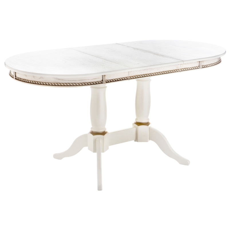 Деревянный стол Кантри 120 молочный с золотой патиной