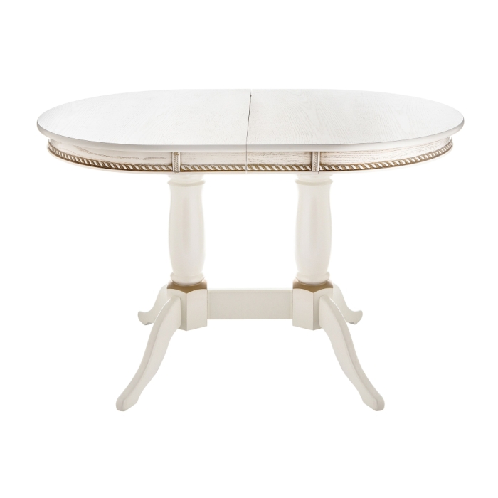 Деревянный стол Кантри 120 молочный с золотой патиной