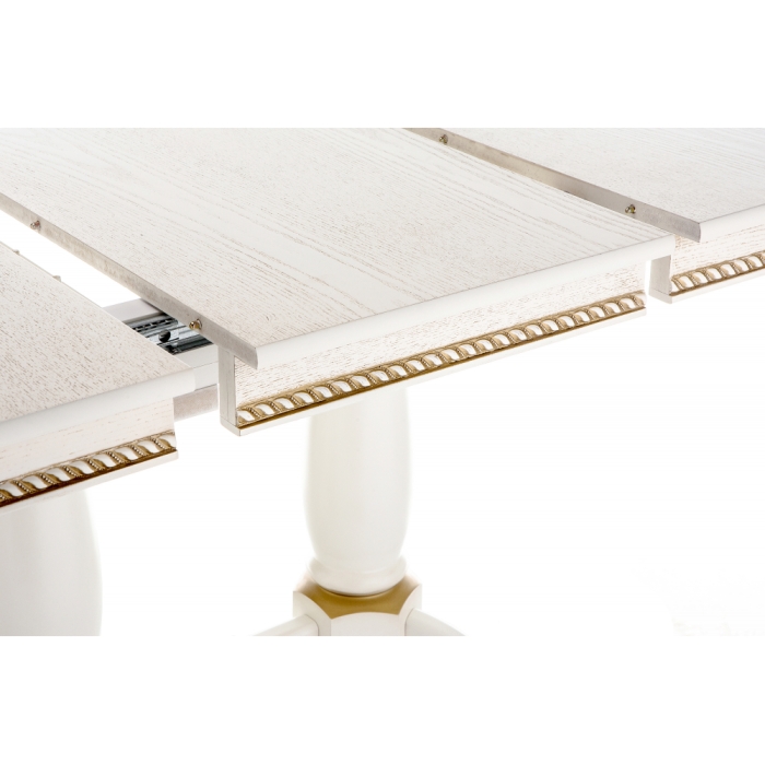 Деревянный стол Кантри 120 молочный с золотой патиной