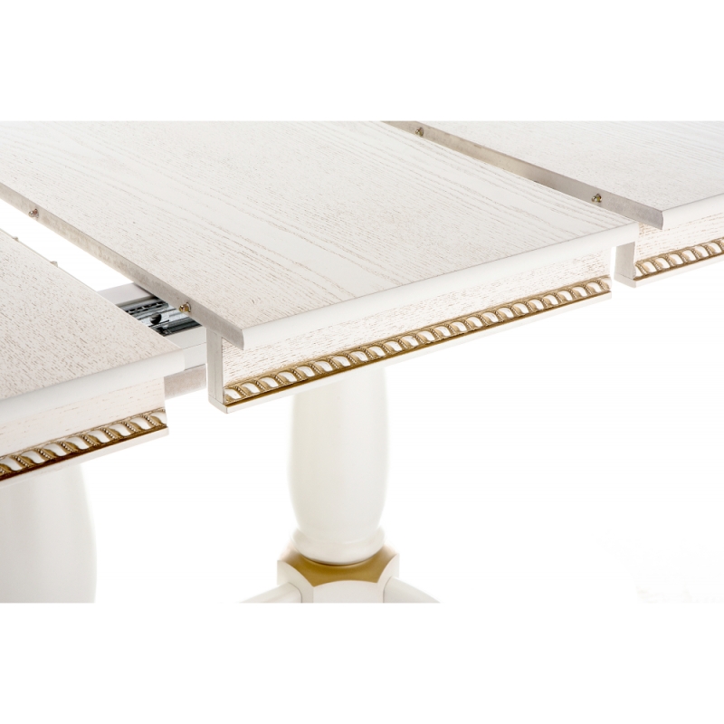 Деревянный стол Кантри 120 молочный с золотой патиной