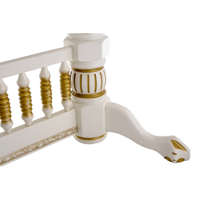 Деревянный стол Кантри 160(200-240)х107х78 молочный с золотой патиной