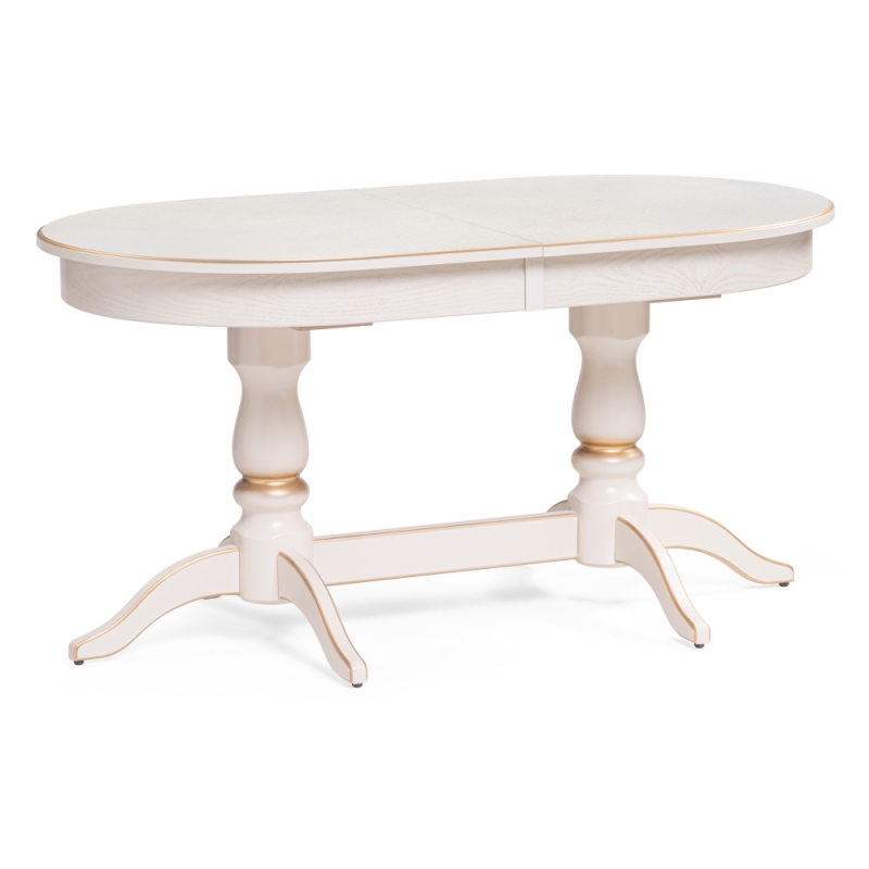 Деревянный стол Красидиано 150(200)х84х76 слоновая кость / золото