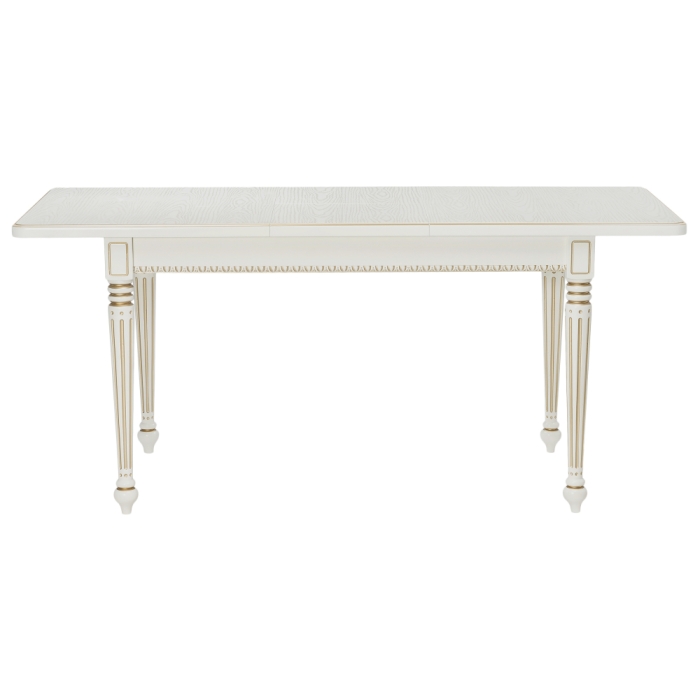 Деревянный стол Леджер 130(170)х75х77 слоновая кость / патина золото