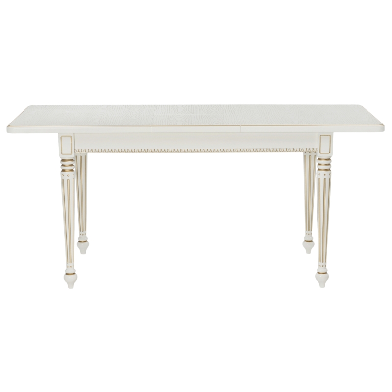 Деревянный стол Леджер 130(170)х75х77 слоновая кость / патина золото