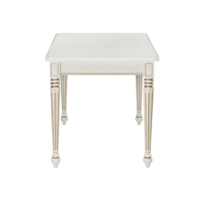 Деревянный стол Леджер 130(170)х75х77 слоновая кость / патина золото