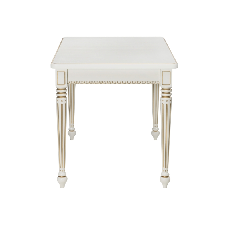 Деревянный стол Леджер 130(170)х75х77 слоновая кость / патина золото