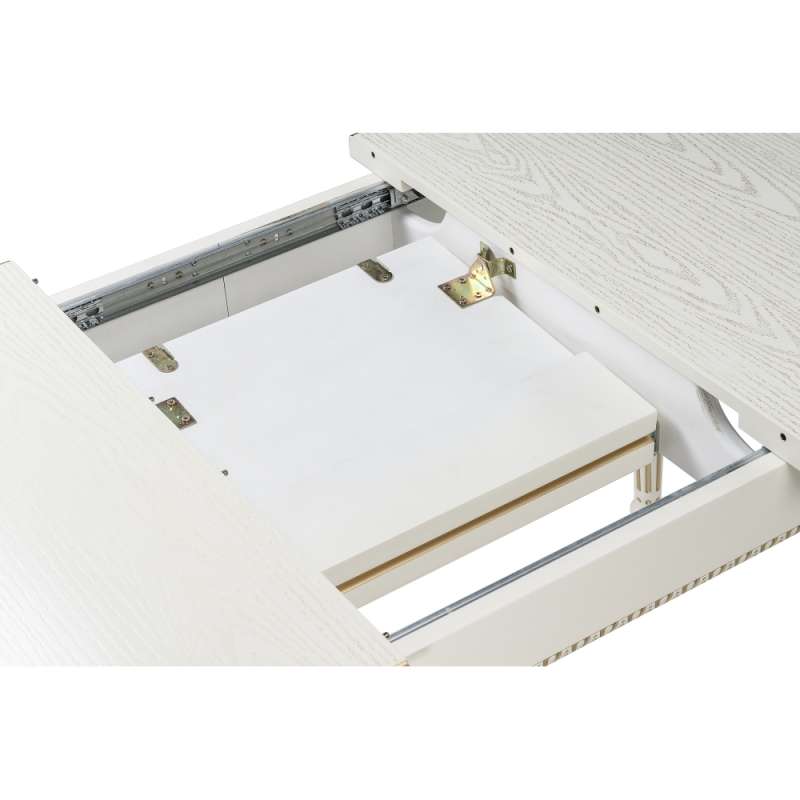 Деревянный стол Леджер 130(170)х75х77 слоновая кость / патина золото