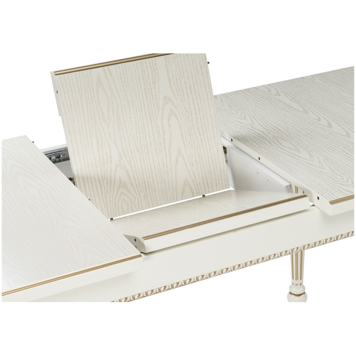 Деревянный стол Леджер 130(170)х75х77 слоновая кость / патина золото