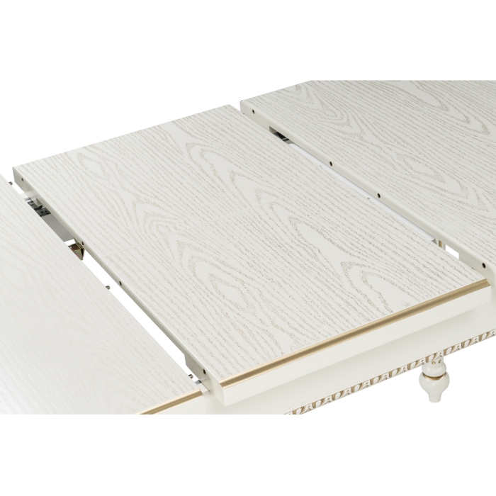 Деревянный стол Леджер 130(170)х75х77 слоновая кость / патина золото