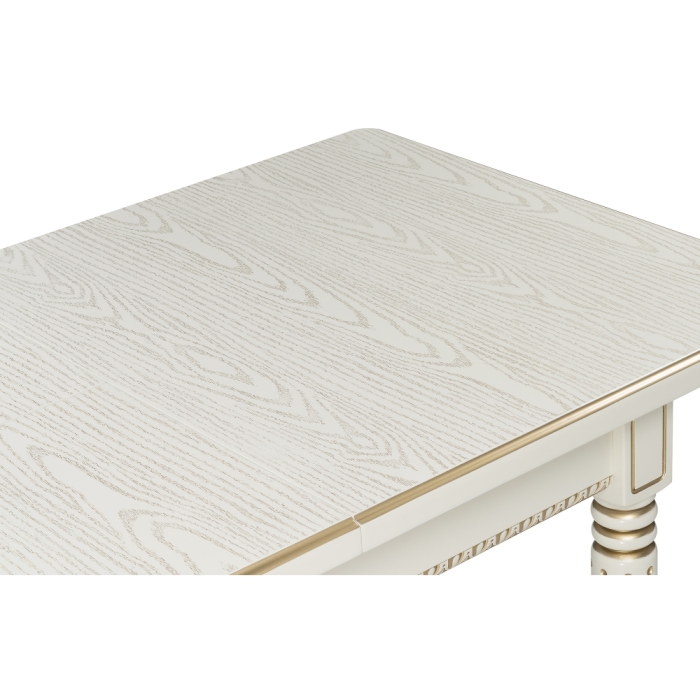 Деревянный стол Леджер 130(170)х75х77 слоновая кость / патина золото