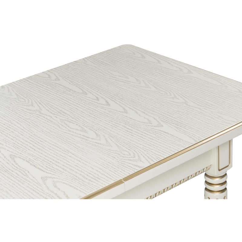 Деревянный стол Леджер 130(170)х75х77 слоновая кость / патина золото